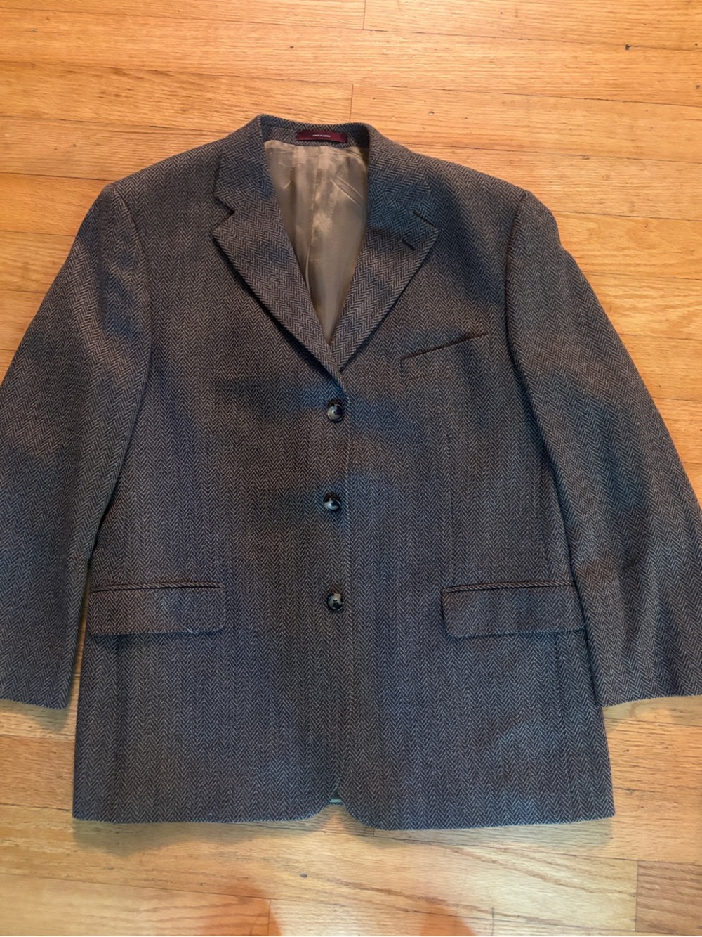 Men's Herringbone Wool Blazer in Charcoal Gray 100% Wool Derby Collection
